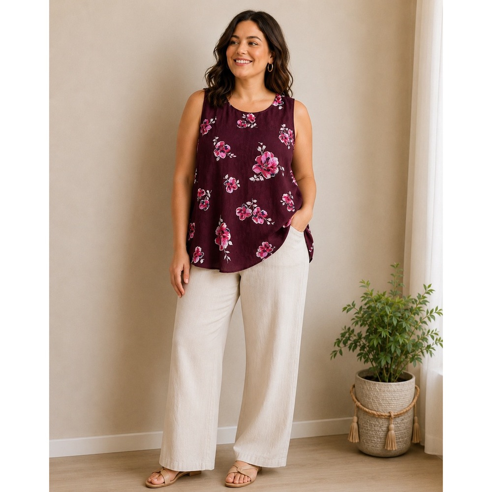 Torrid Burgundy Pink Floral Jacquard Sleeveless Chiffon Blouse Plus Size 2 2X
